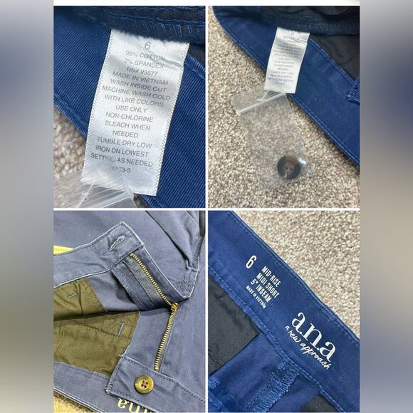 a.n.a a new approach mid rise midi short womens sz 6 blue stretch shorts nwt - Picture 3 of 16